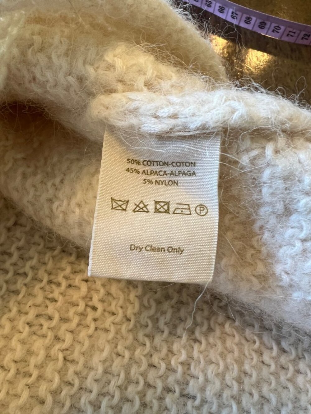 Free People Cream Knit V-Neck Long Sleeve Alpaca Blend Sweater Size Large - Picture 8 of 8
